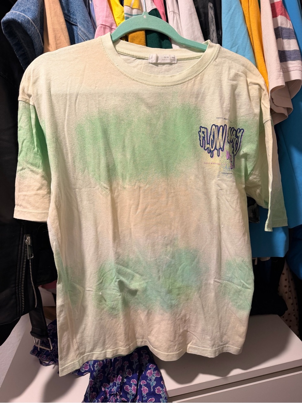 Zara big Kids boys 13/14 years Tie-Dye Graphic Tee - Green